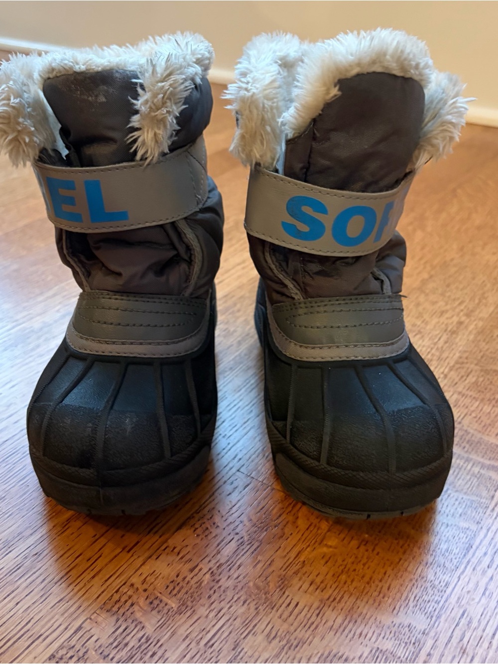 SOREL Snow Commander Kids Waterproof Winter Boots Grey Black Blue US 12 Toddler